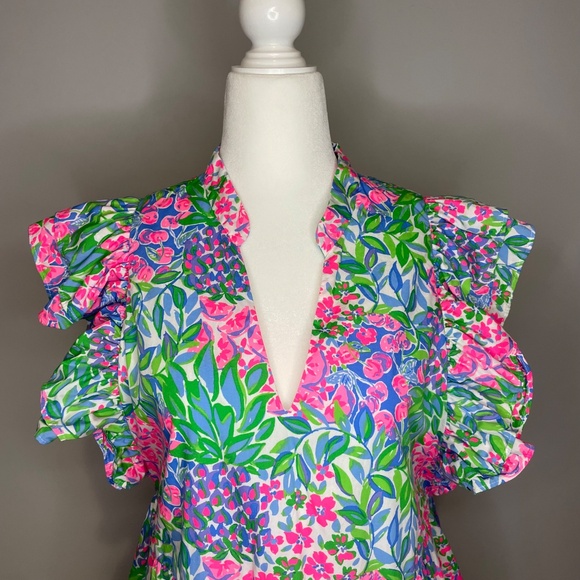 Lilly Pulitzer Pink and Green Floral Midi Dress - Picture 3 of 8